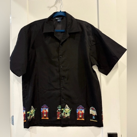 Men's Black Casual Button-Up Shirt Size Medium - Picture 3 of 8